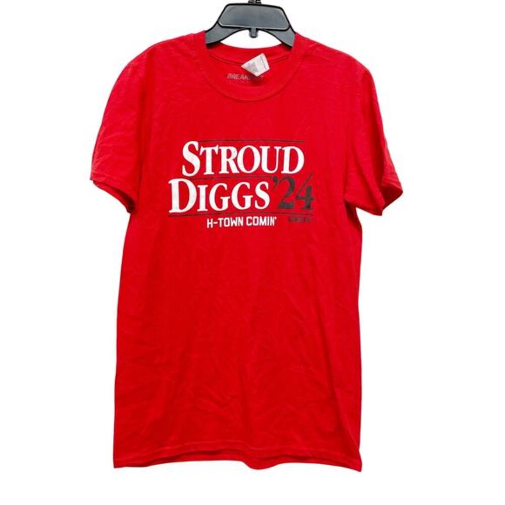 BreakingT Men's Stroud Diggs 24‎ Houston Football Red Cotton T Shirt Size Medium